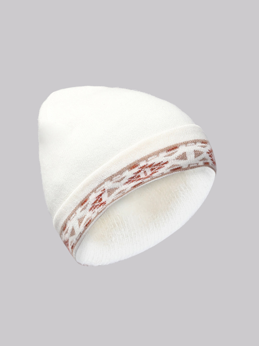 Men White Self Design Cap