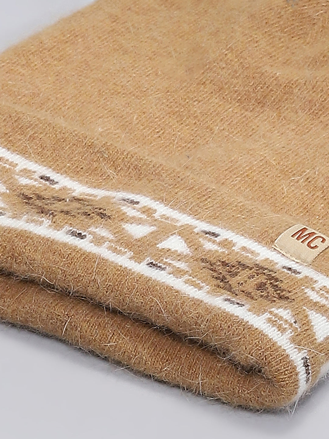 Men Camel Brown Self Design Cap