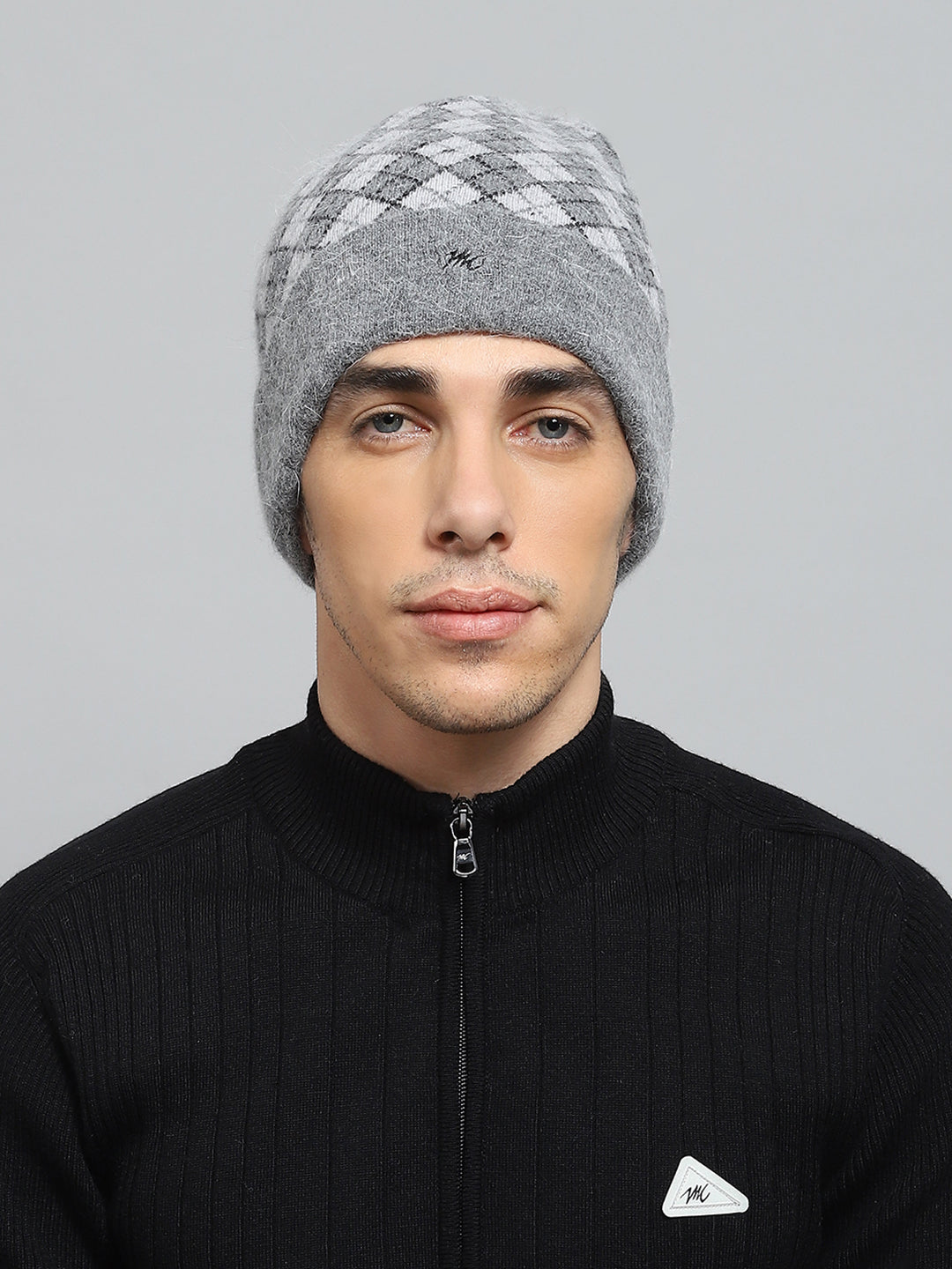 Men Grey Self Design Cap