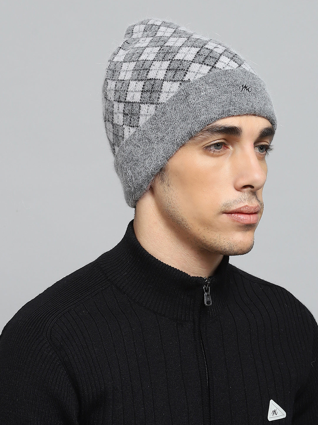 Men Grey Self Design Cap