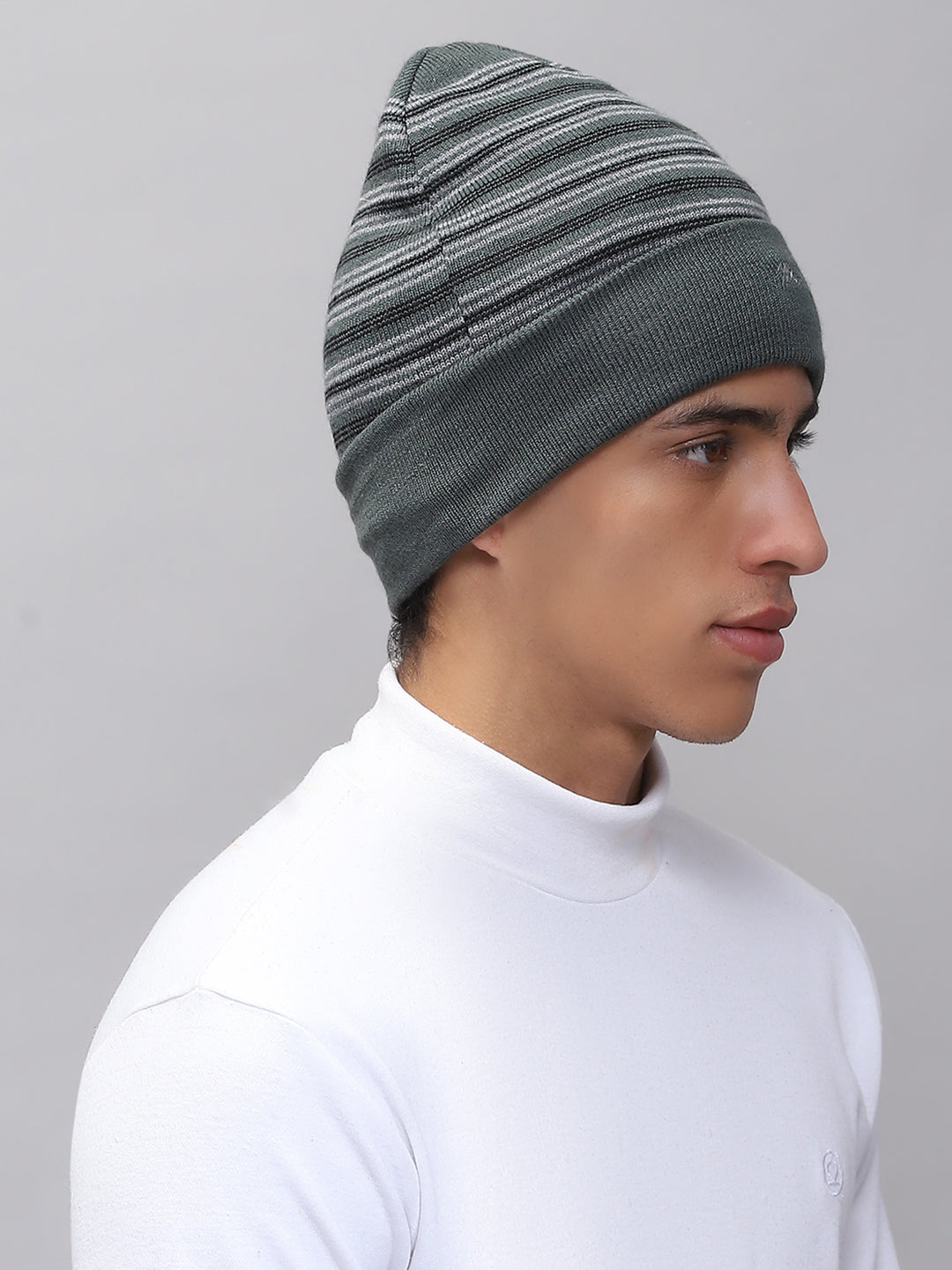 Men Green Self Design Cap