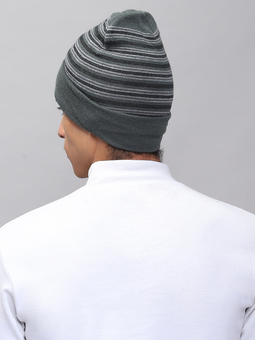 Men Green Self Design Cap