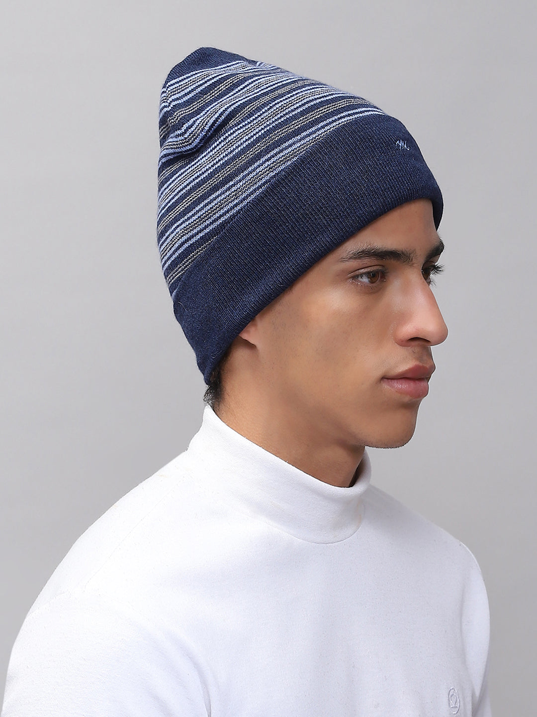 Men Blue Self Design Cap