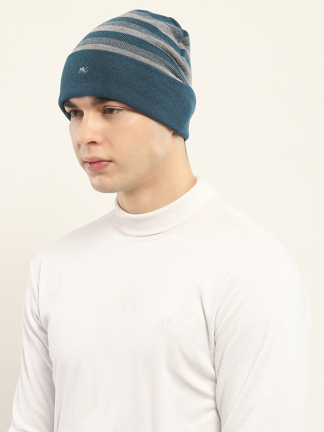 Men Green Self Design Cap