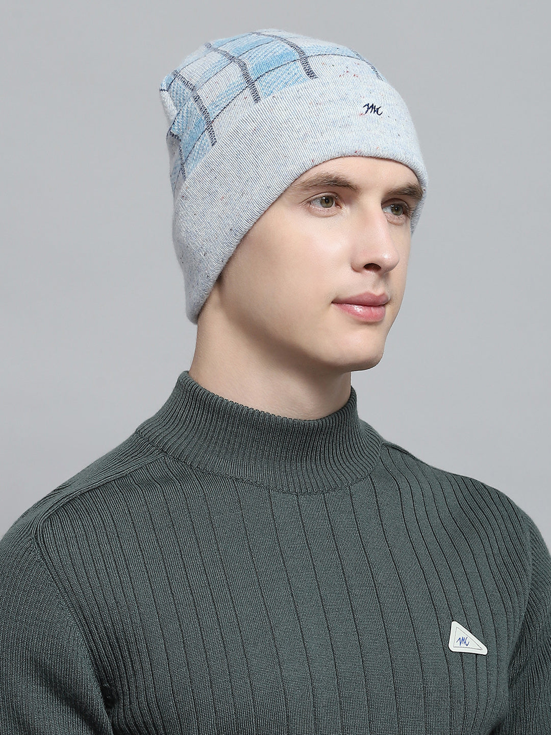 Men Grey Self Design Cap