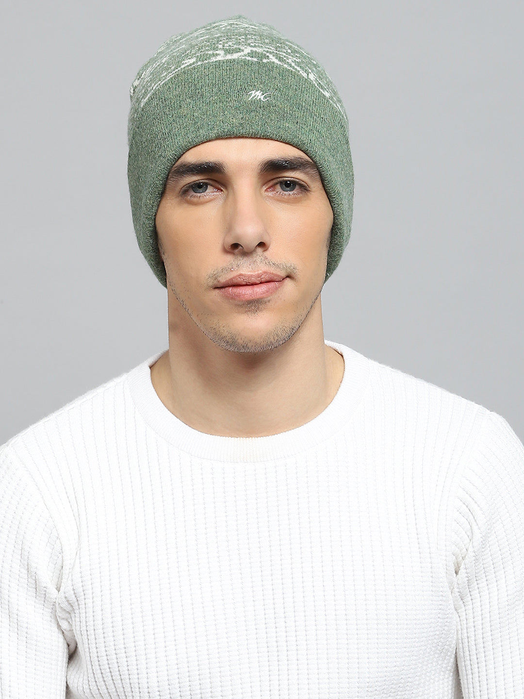 Men Green Self Design Cap