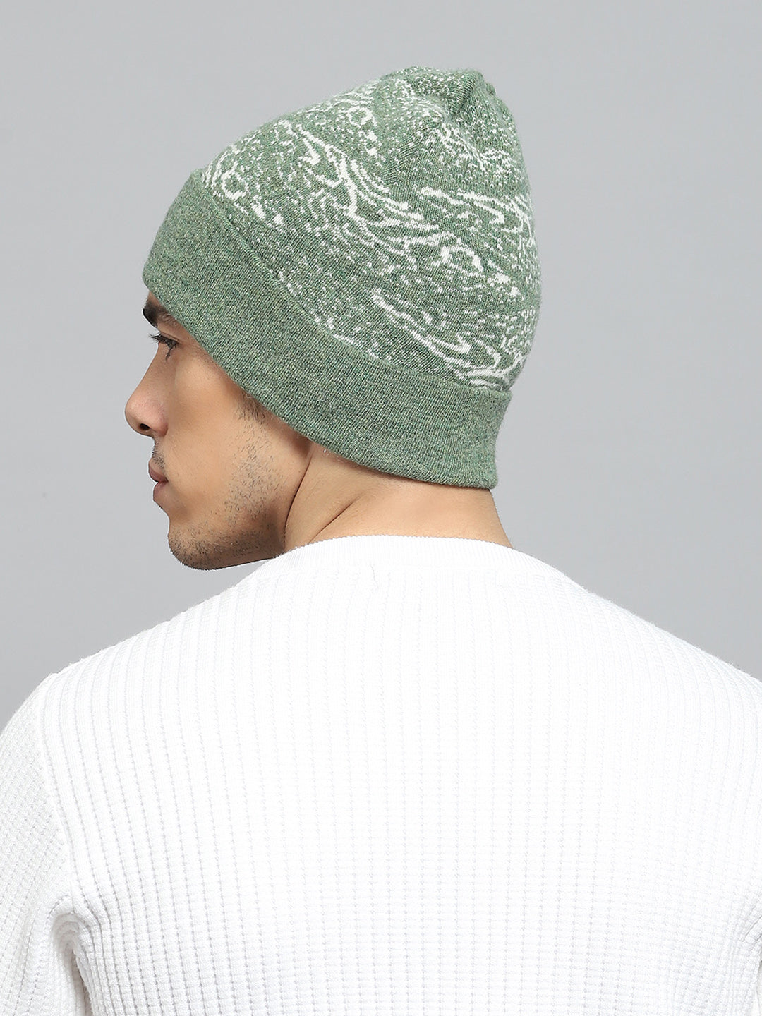 Men Green Self Design Cap