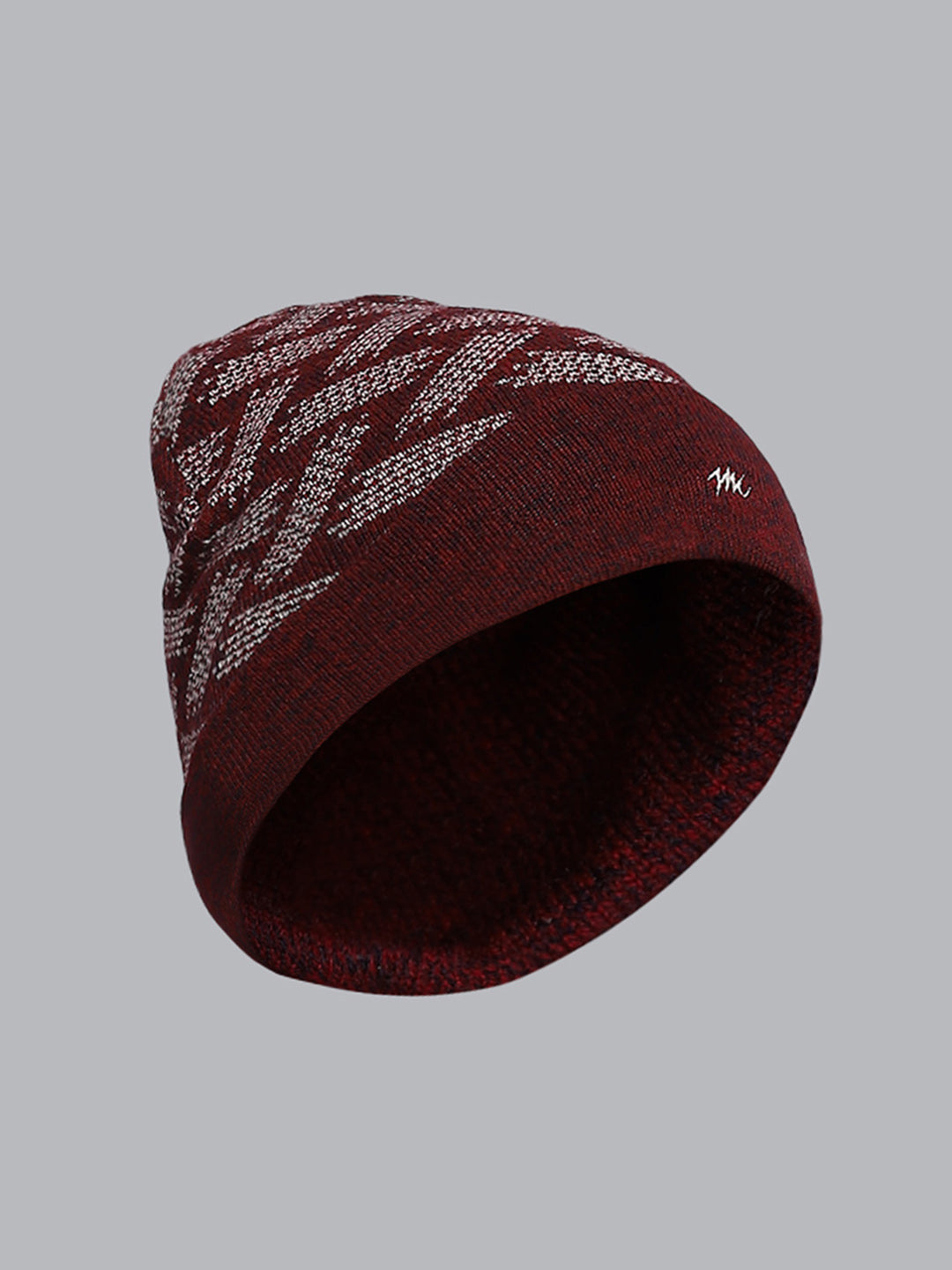 Men Maroon Self Design Cap