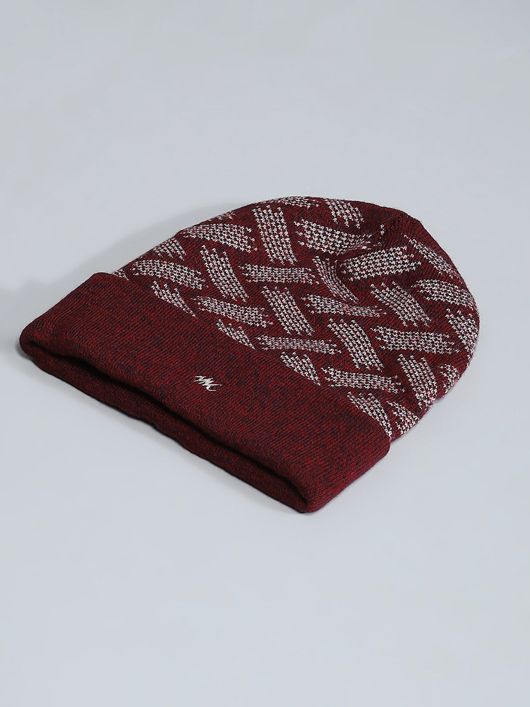 Men Maroon Self Design Cap