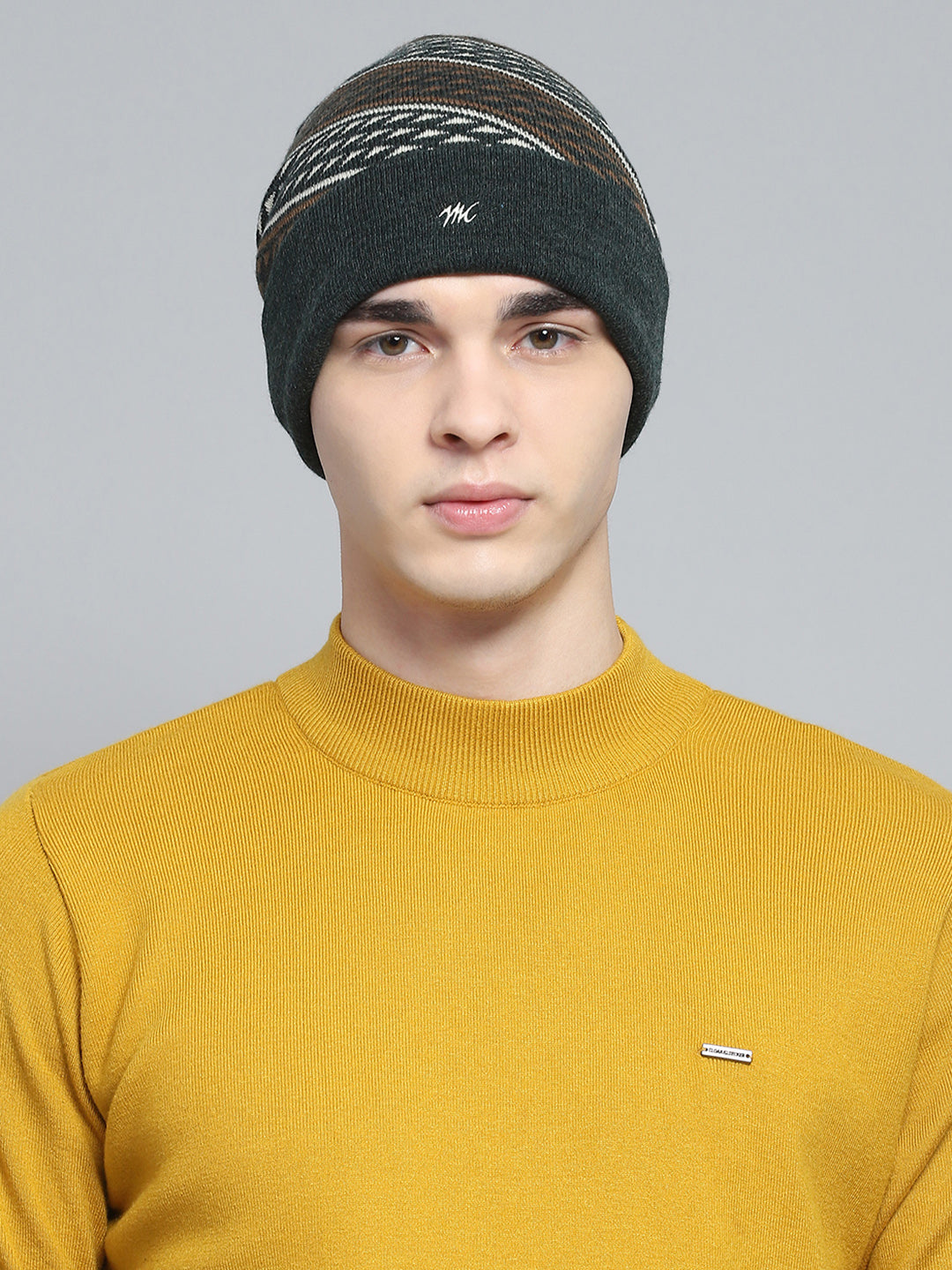 Men Green Self Design Cap