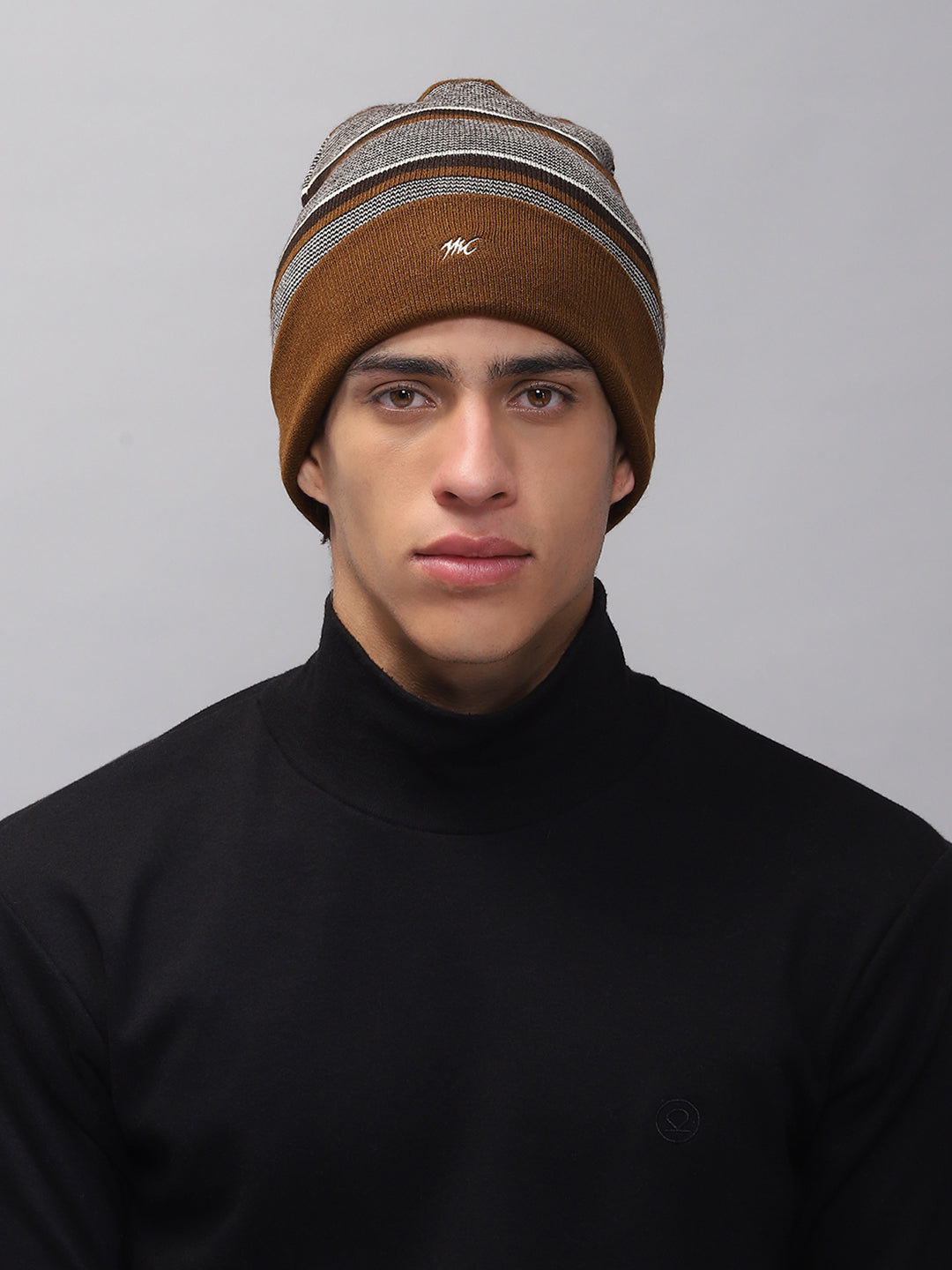 Men Rust Self Design Cap