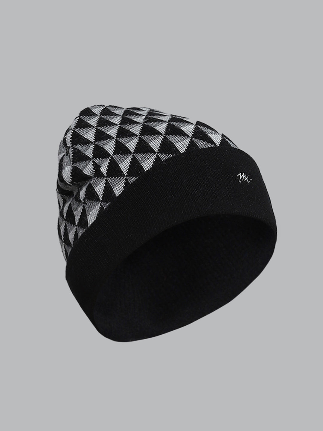 Men Black Self Design Cap