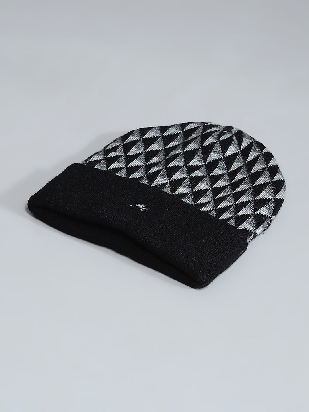 Men Black Self Design Cap