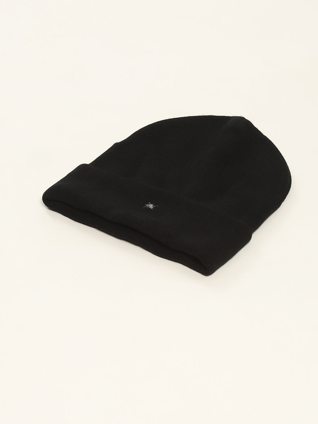 Men Black Self Design Cap