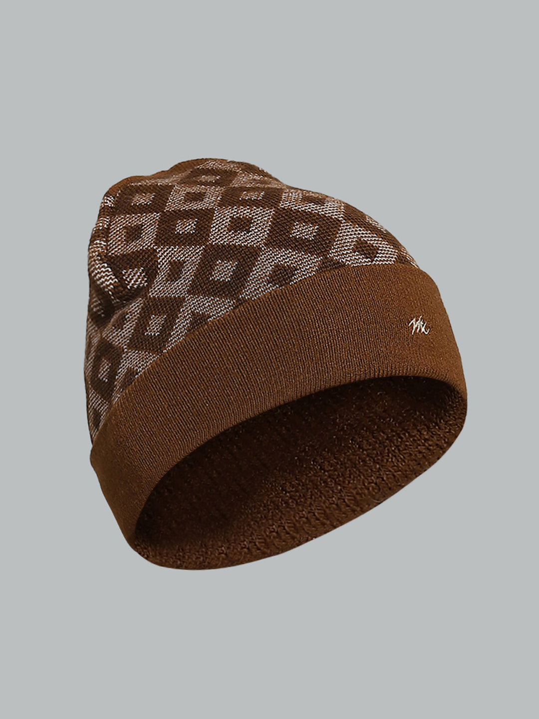Men Brown Self Design Cap