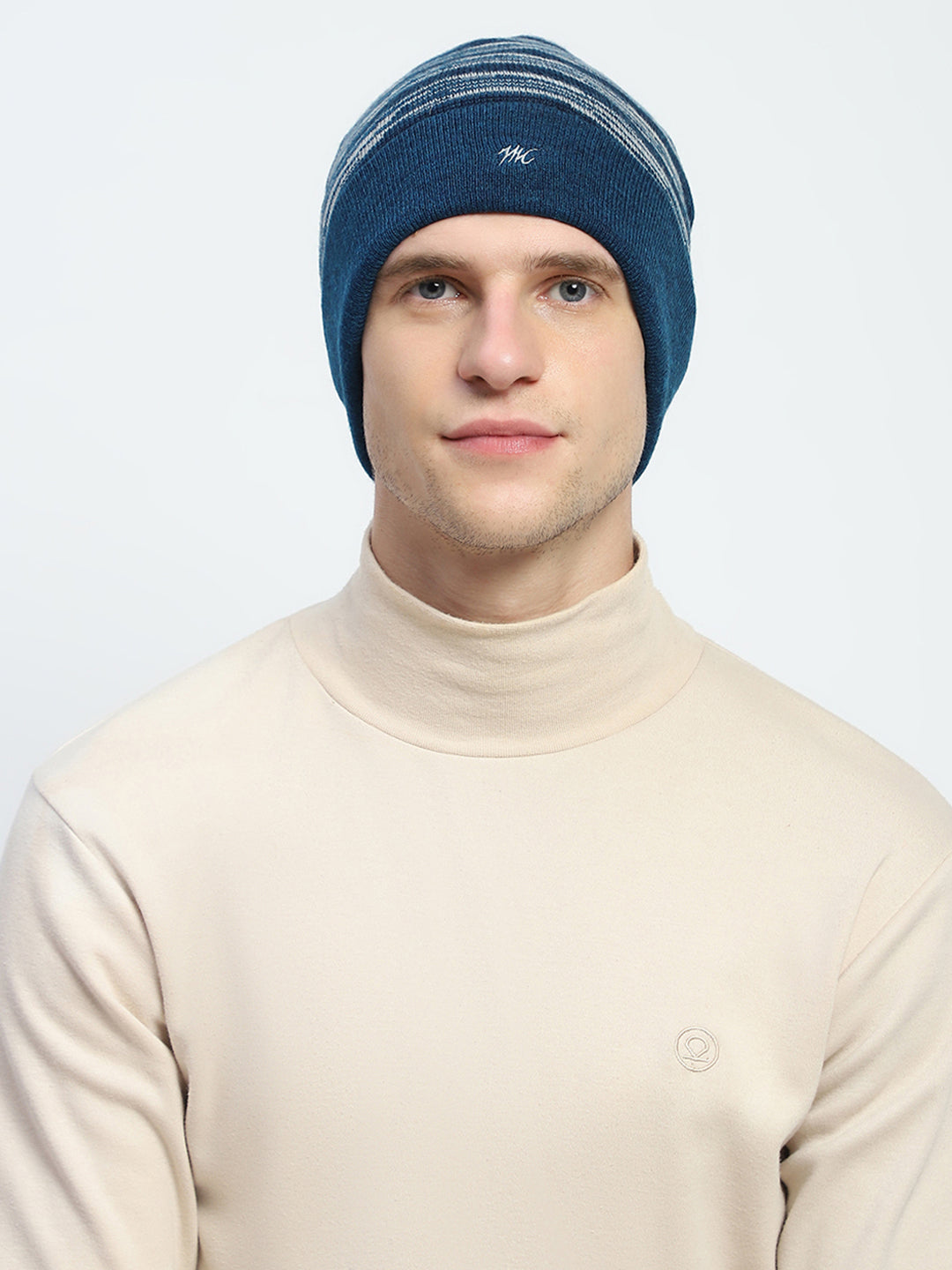 Men Blue Self Design Cap