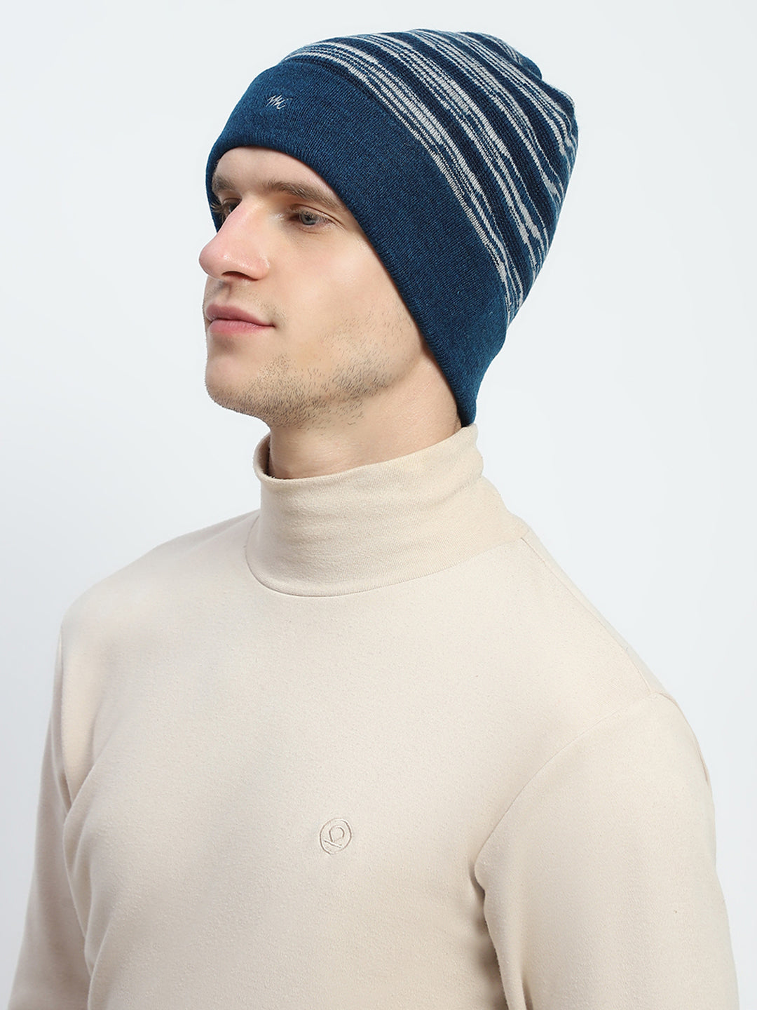 Men Blue Self Design Cap