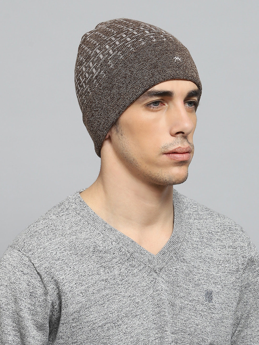 Men Grey Self Design Cap