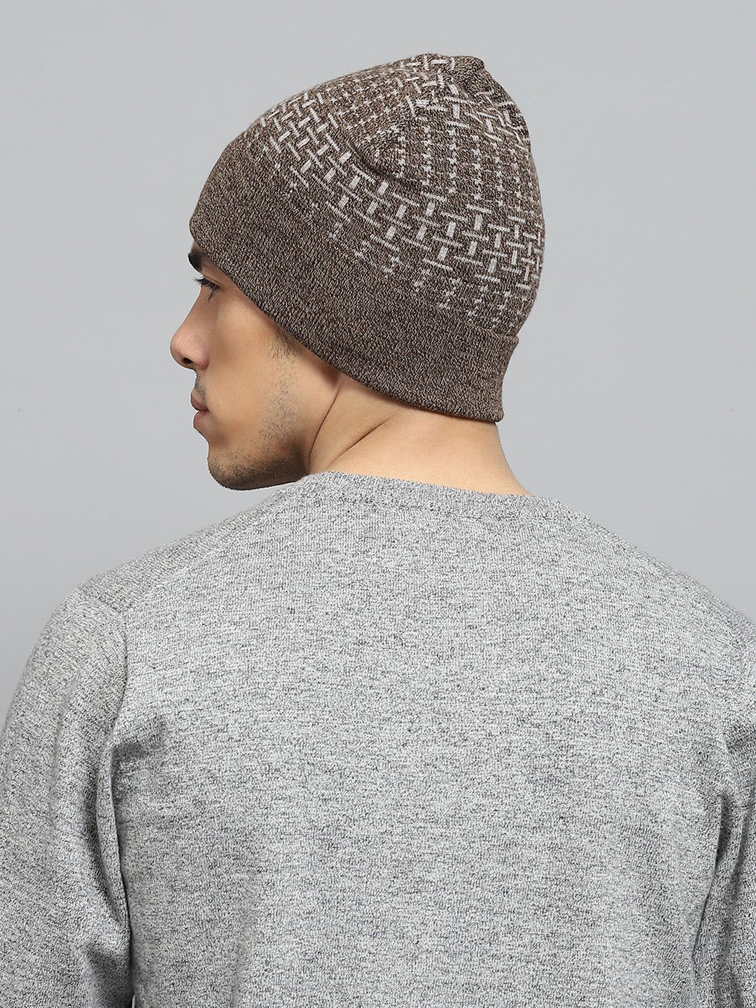 Men Grey Self Design Cap