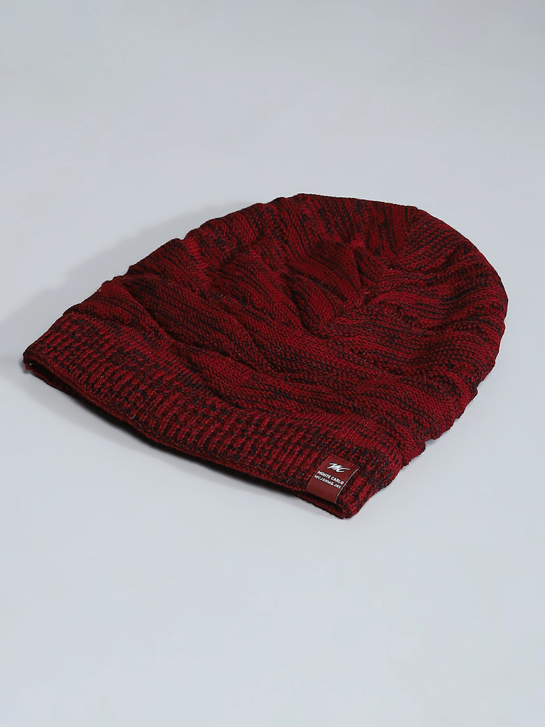 Men Maroon Self Design Cap