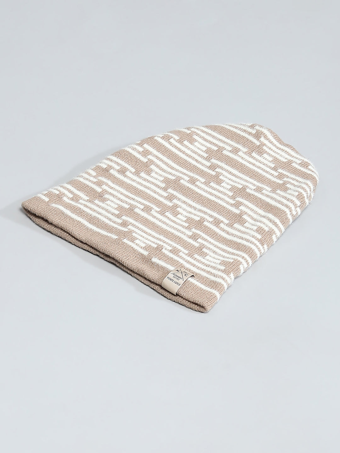 Men Beige Self Design Cap