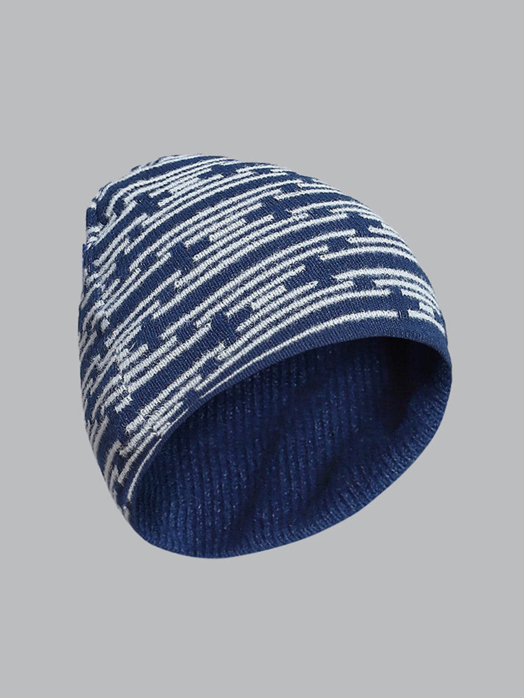 Men Blue Self Design Cap