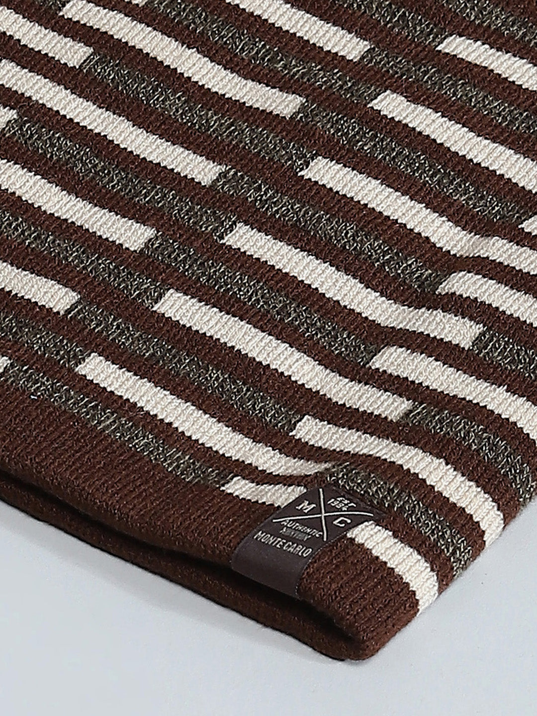 Men Brown Self Design Cap