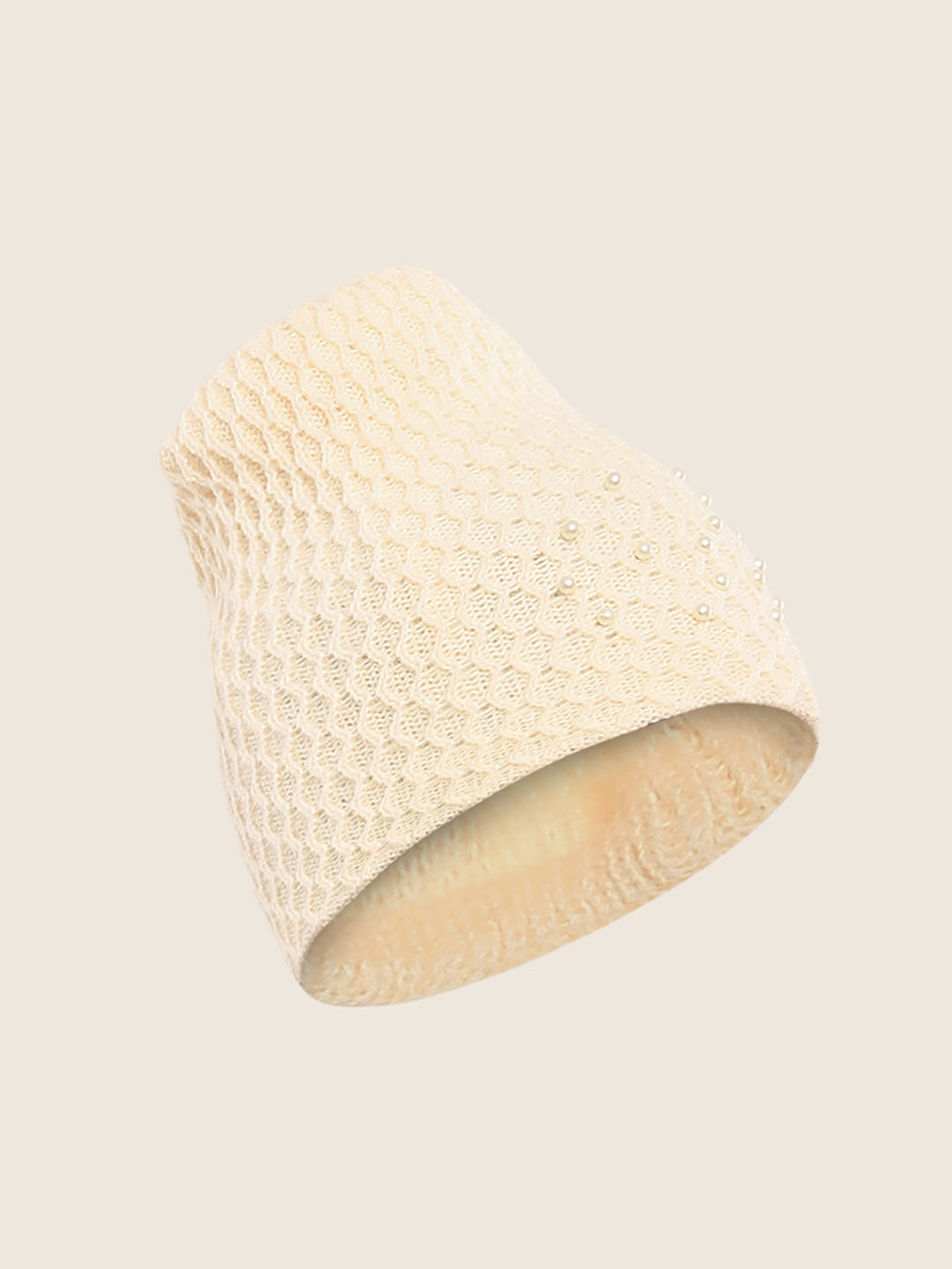 Women Cream Self Design Cap