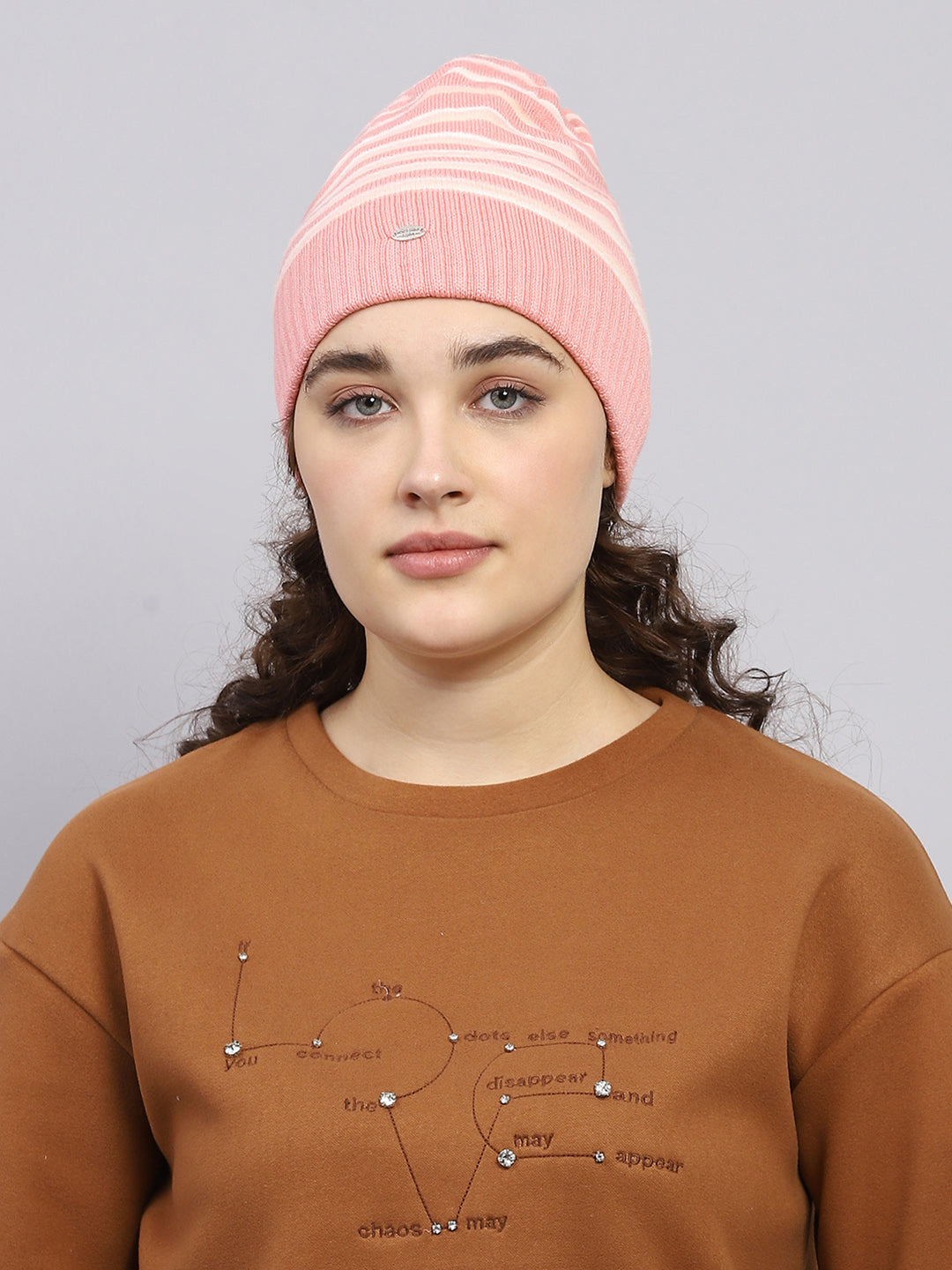 Women Pink Self Design Cap