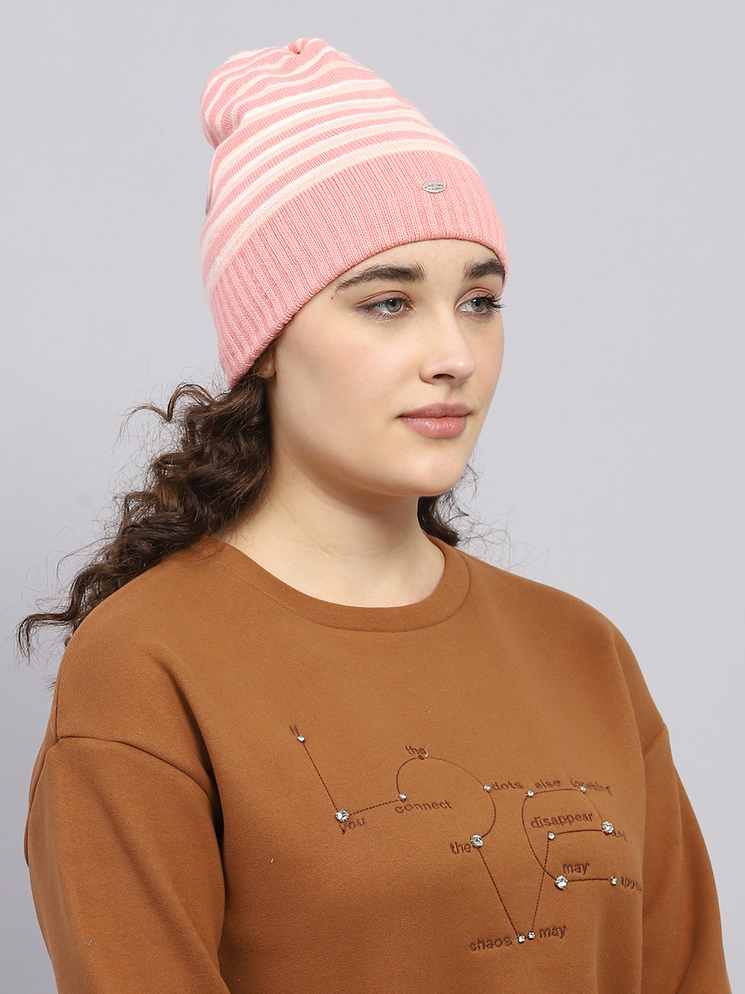 Women Pink Self Design Cap