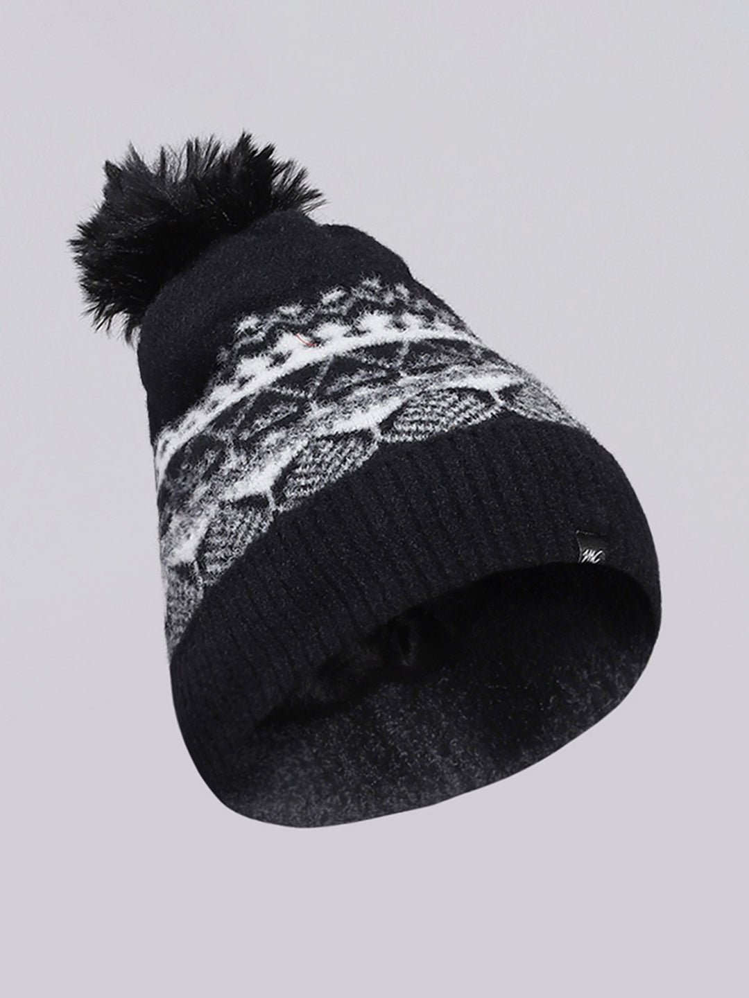 Women Black Self Design Cap