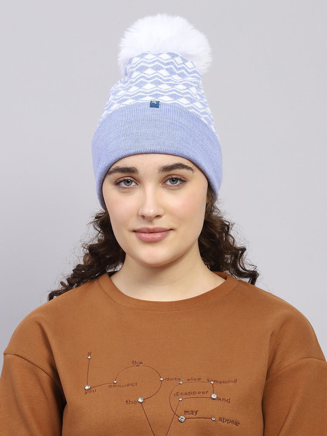 Women Blue Self Design Cap