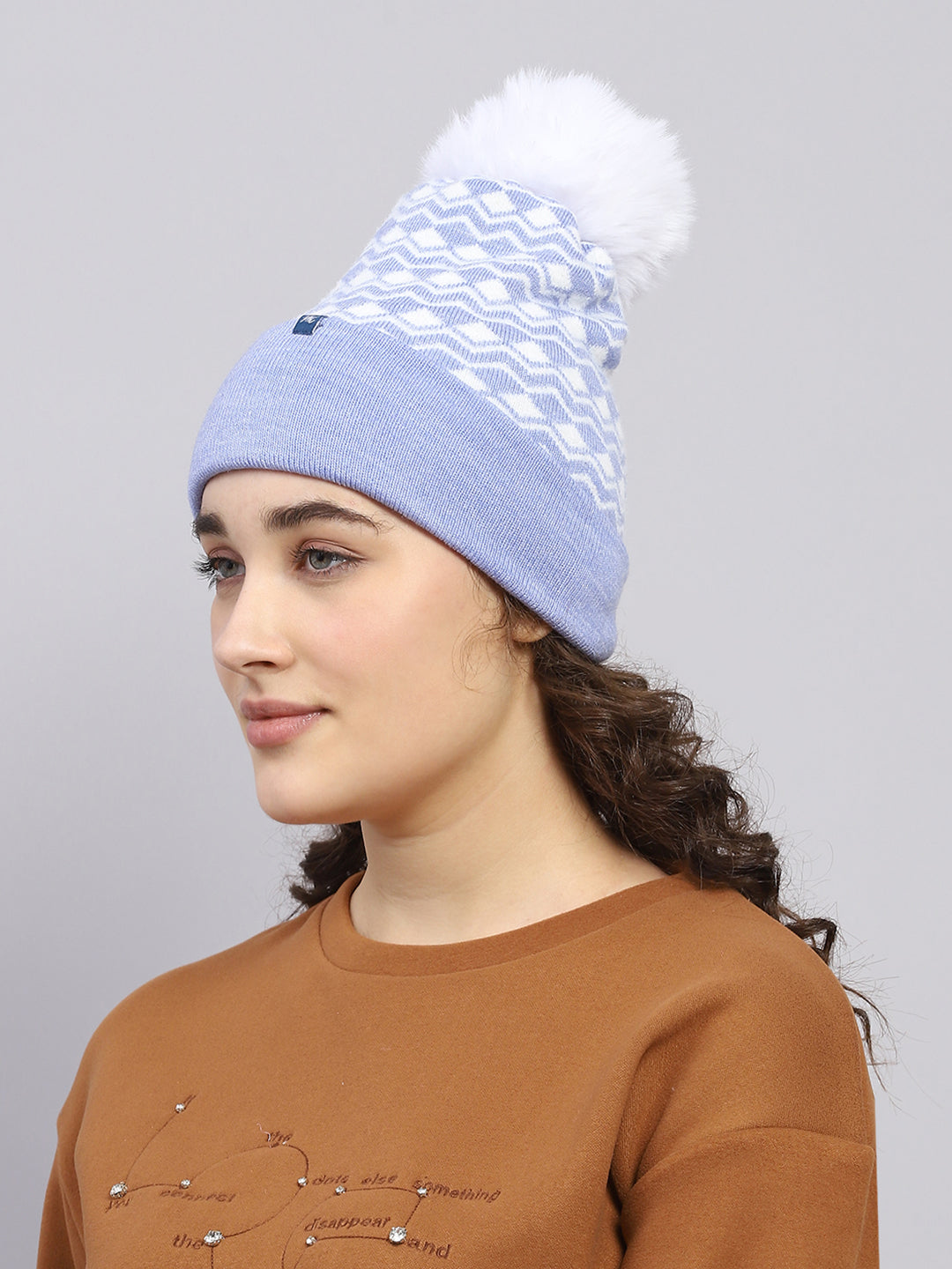 Women Blue Self Design Cap