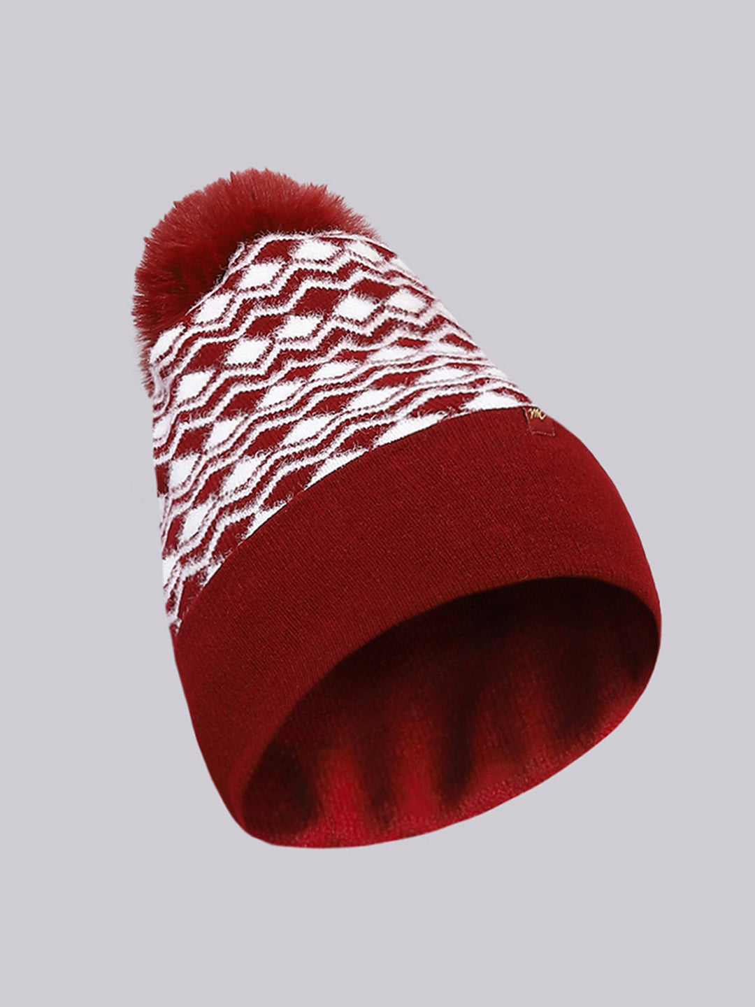 Women Maroon Self Design Cap
