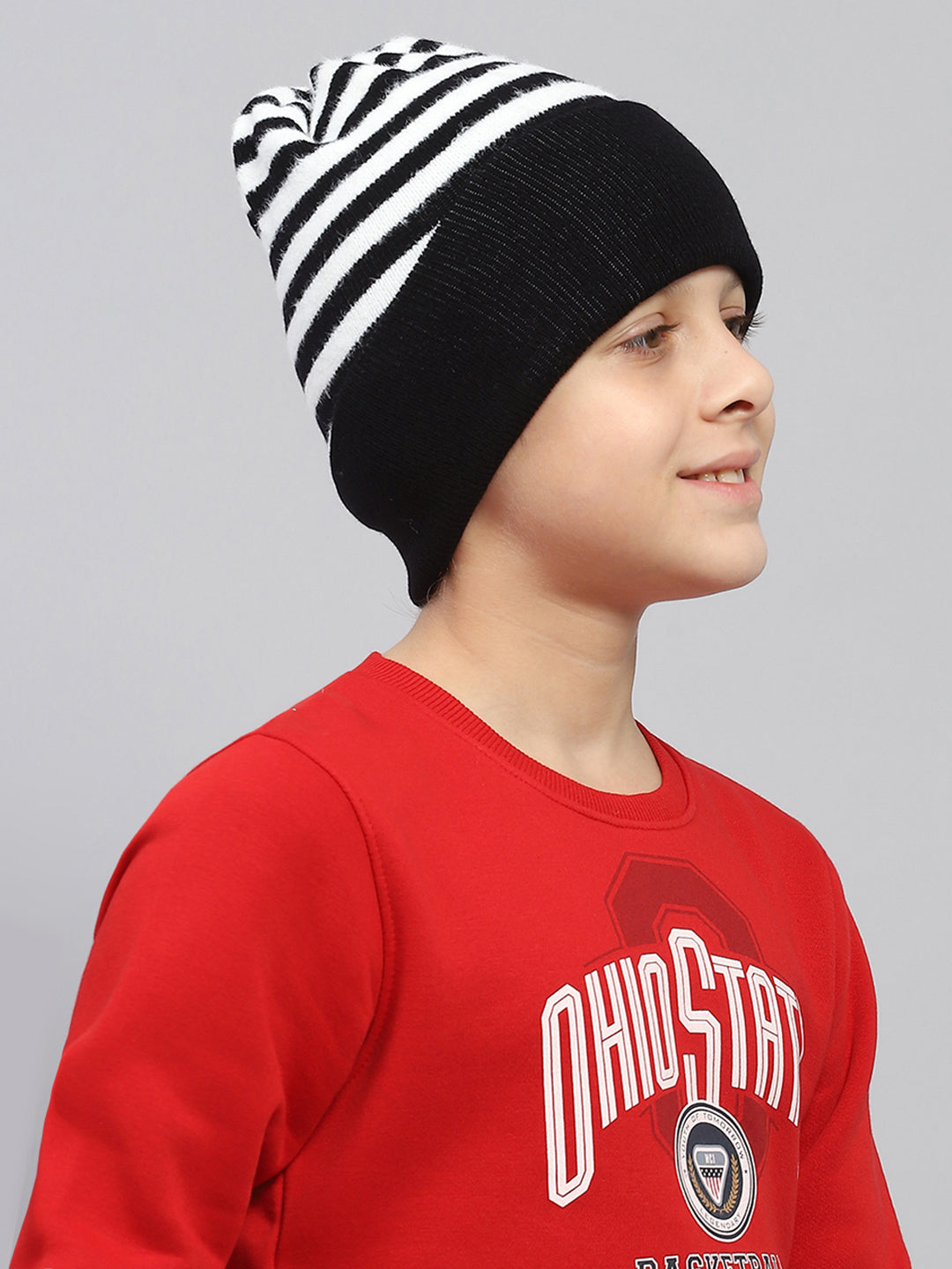 Kids Black Self Design Cap