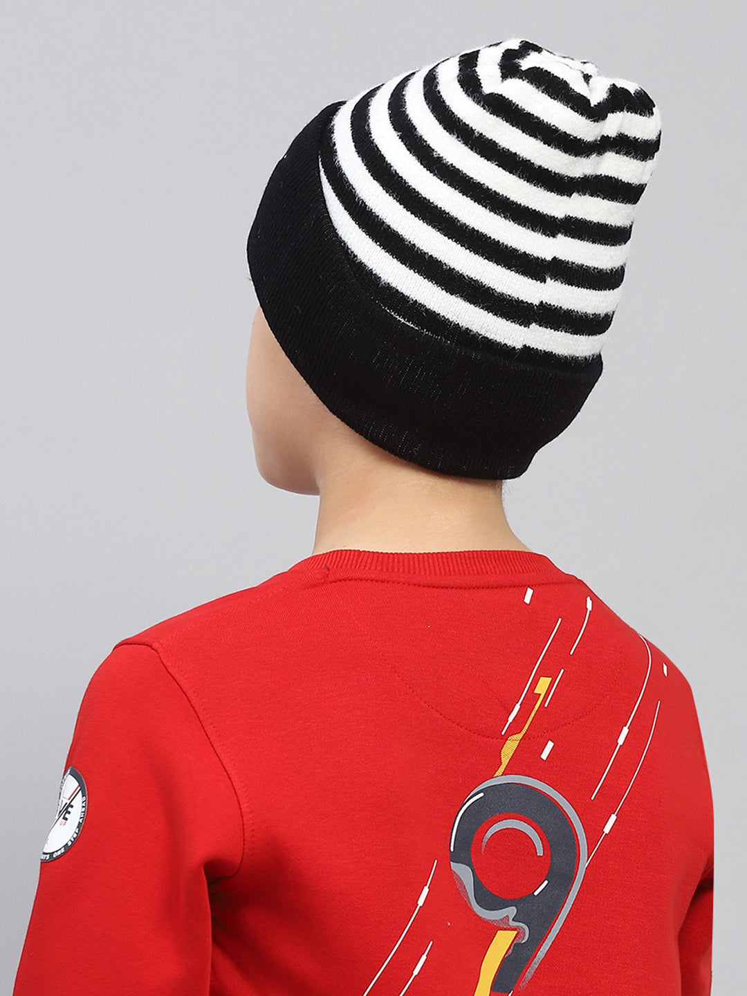 Kids Black Self Design Cap