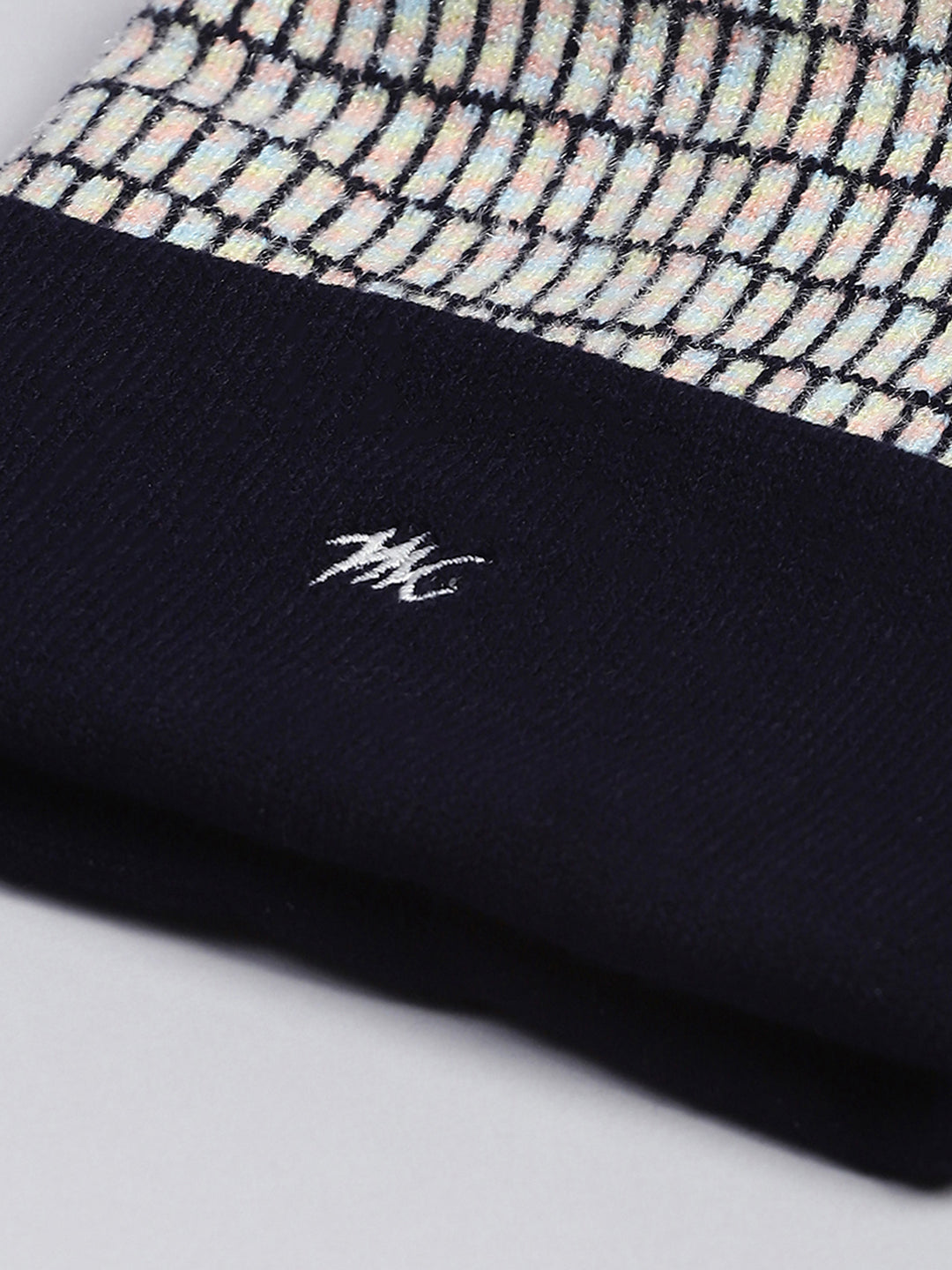 Kids Navy Blue Self Design Cap