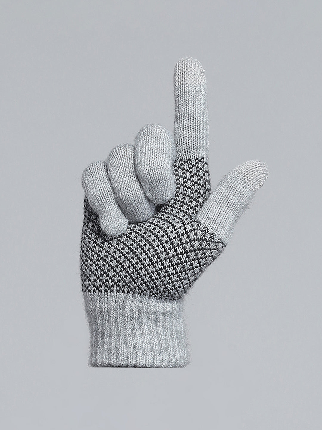 Men Grey Self Design Gloves