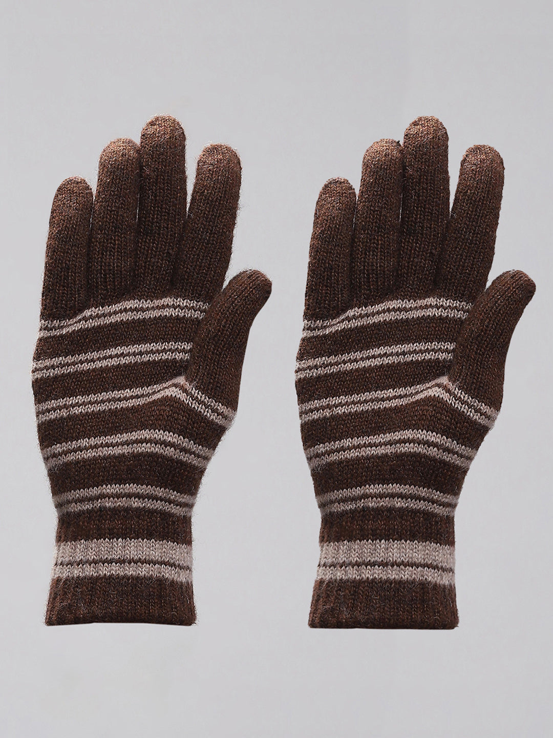 Men Brown Self Design Gloves