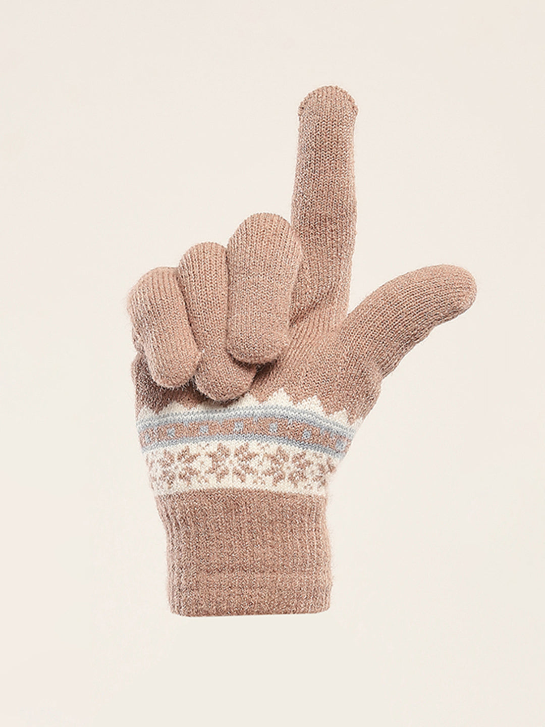 Women Camel Brown Self Design Gloves