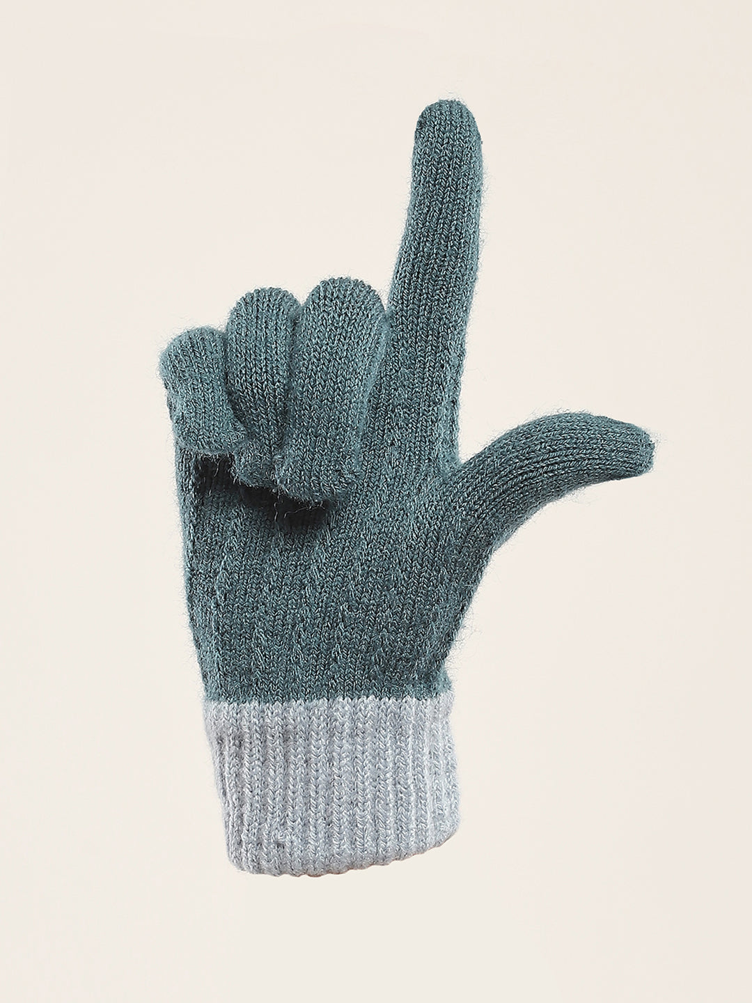 Women Teal Blue Self Design Gloves