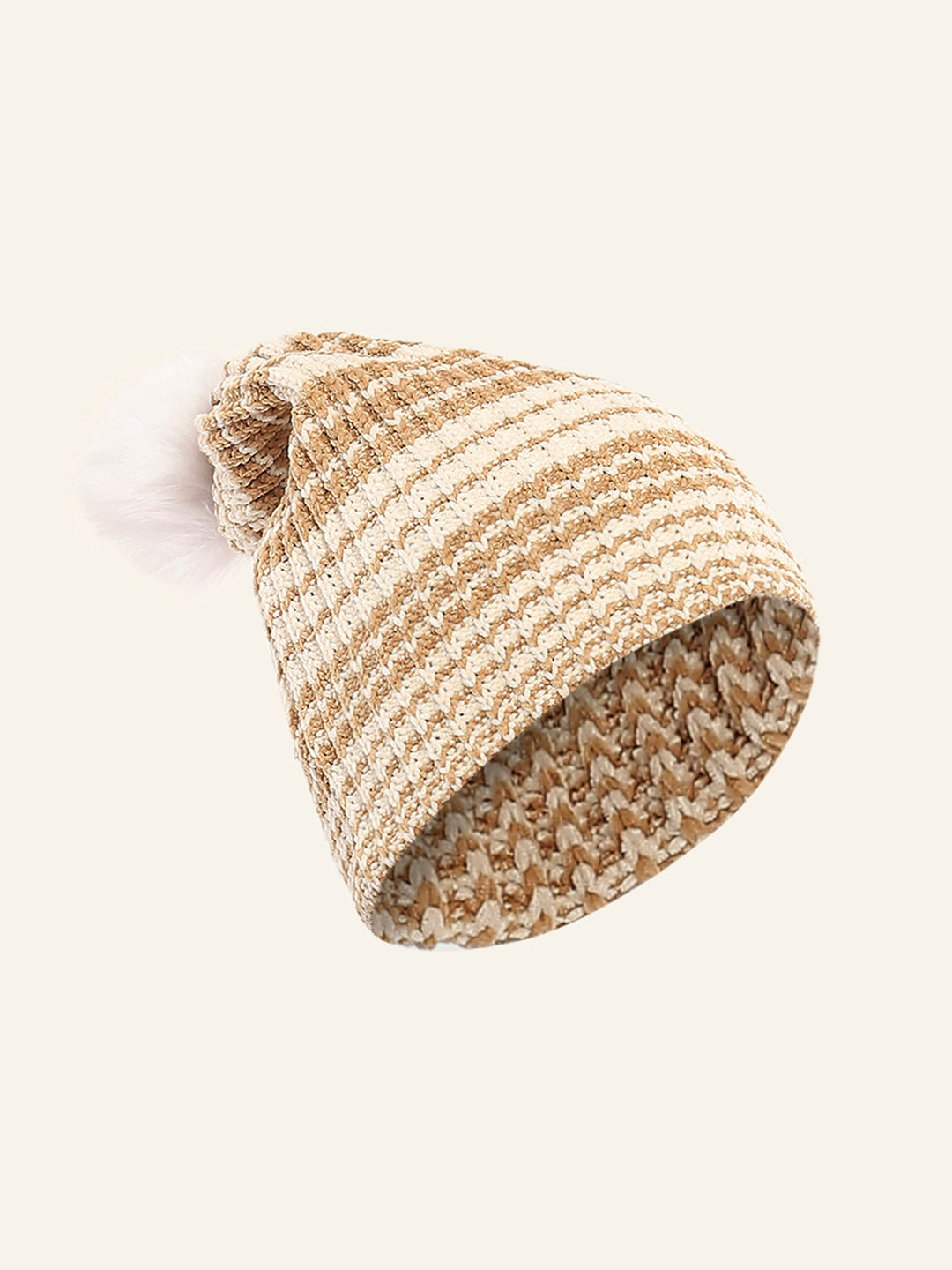 Women Camel Brown Self Design Cap