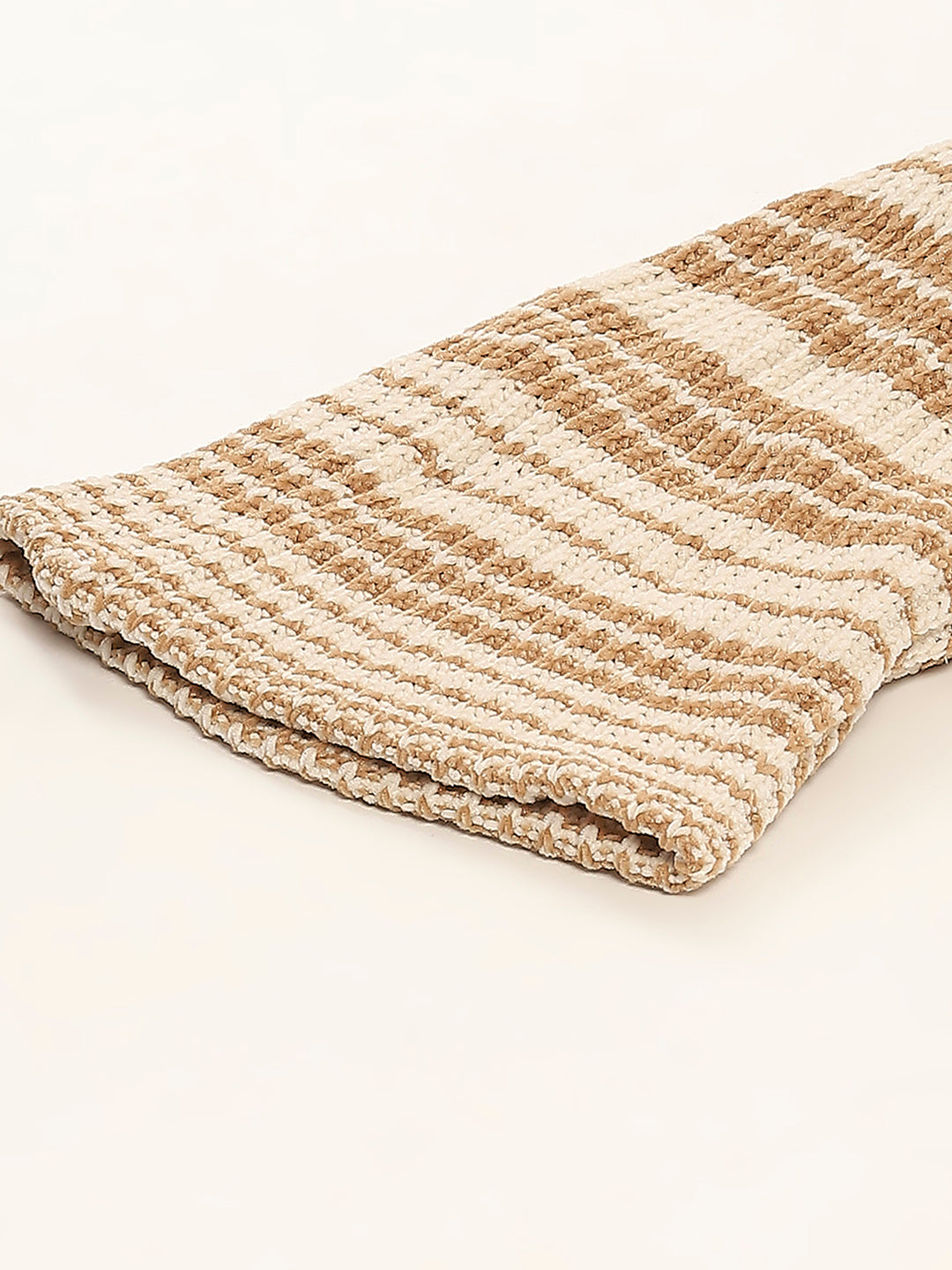 Women Camel Brown Self Design Cap