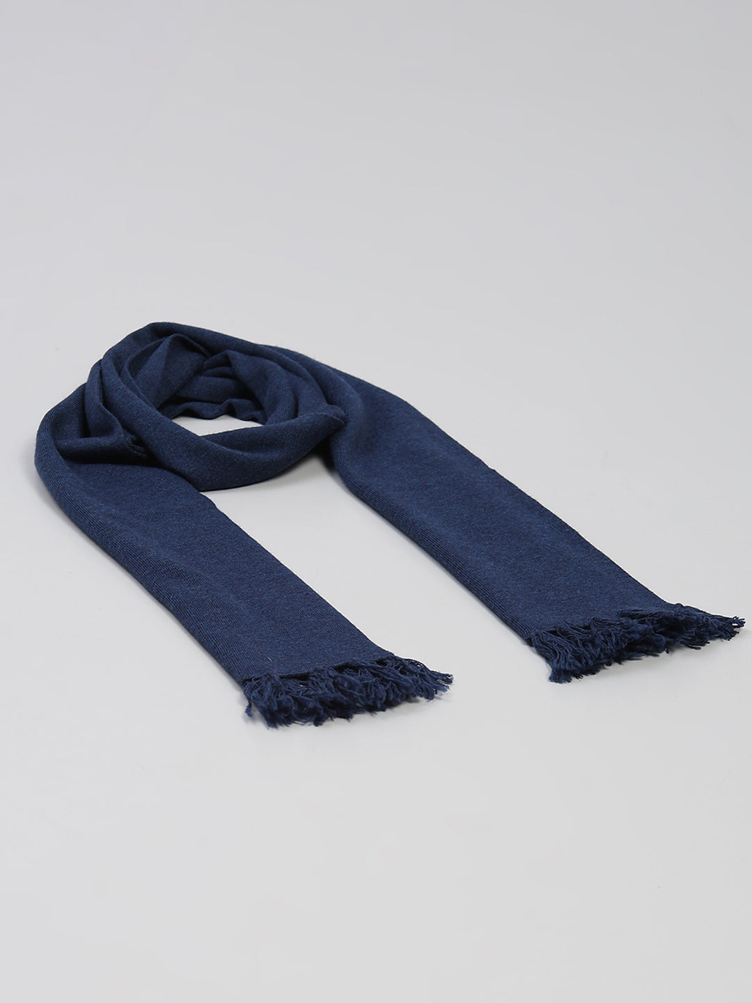 Men Navy Blue Solid Pure Wool Muffler