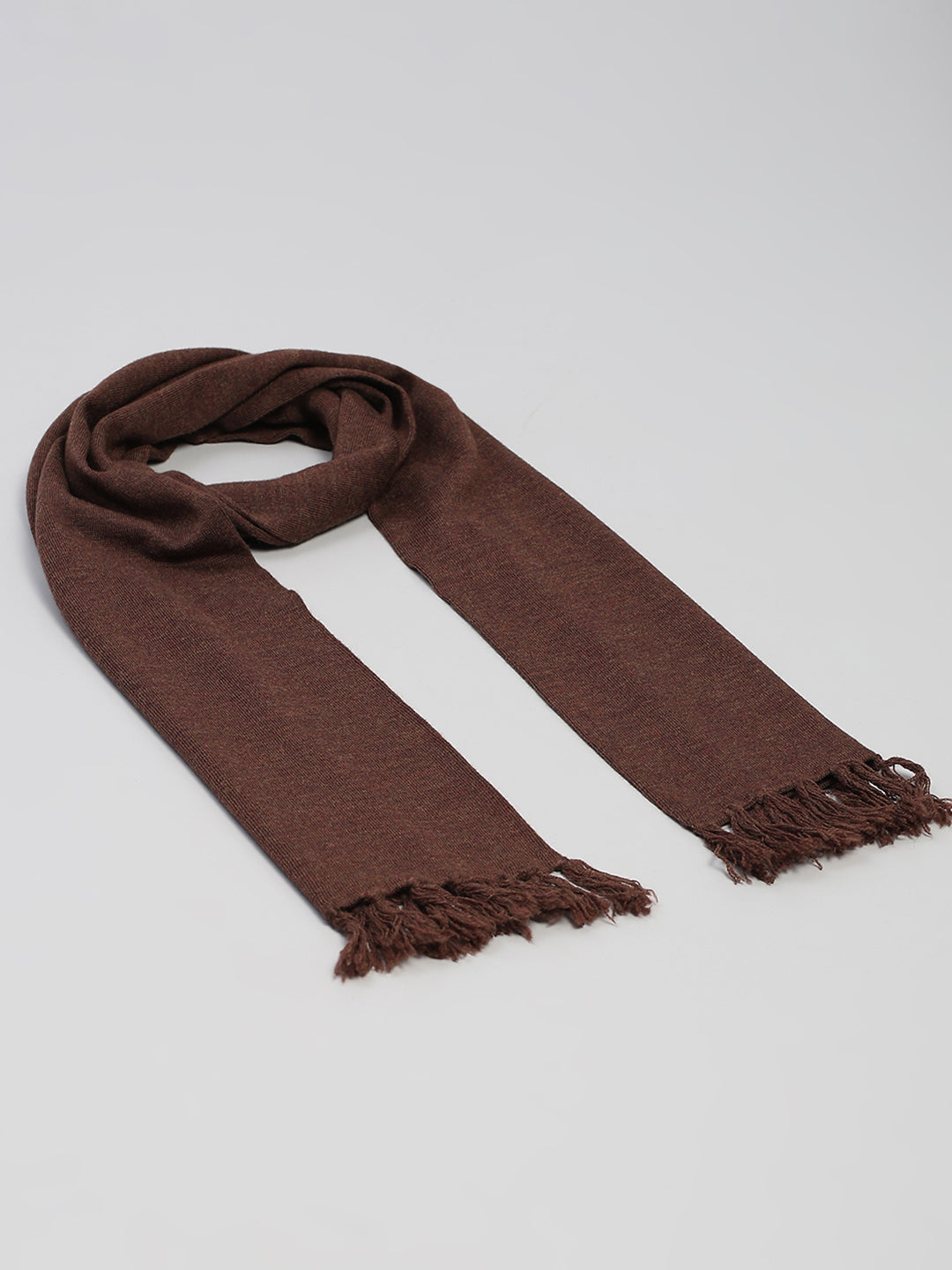Men Brown Solid Pure Wool Muffler