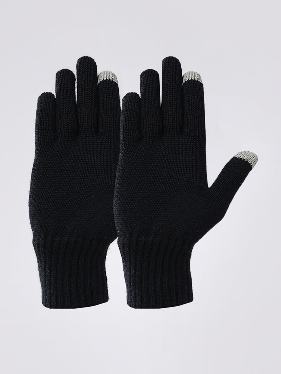 Men Black Solid Pure Wool Gloves