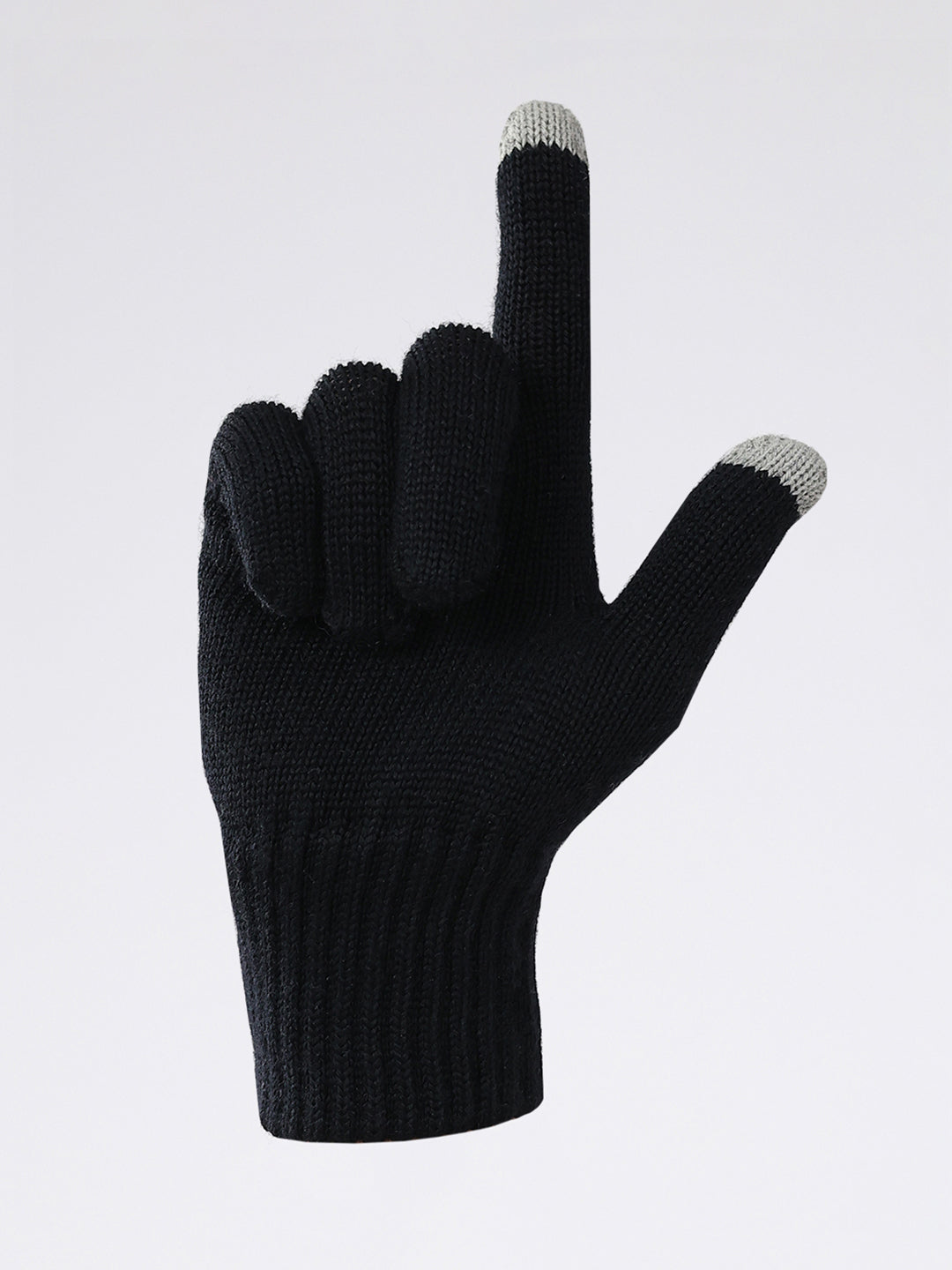 Men Black Solid Pure Wool Gloves