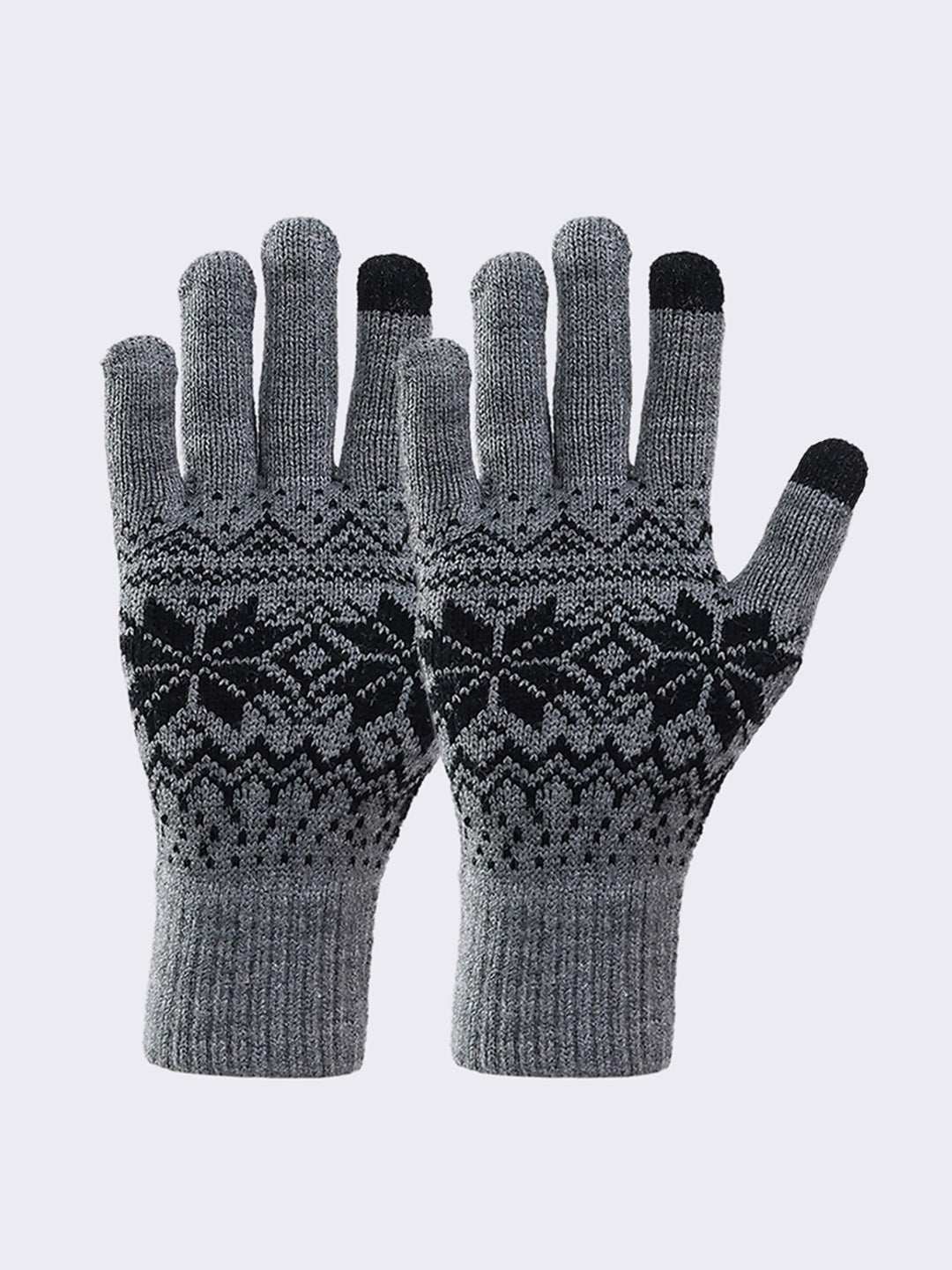 Men Grey Self Design Blend Wool Gloves
