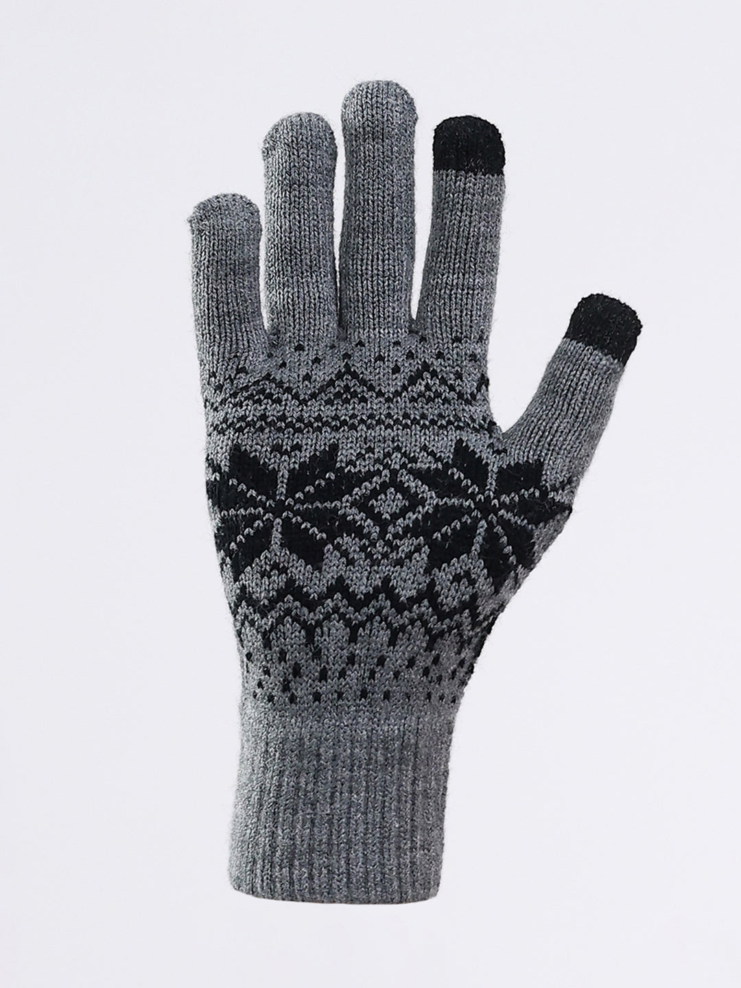 Men Grey Self Design Blend Wool Gloves