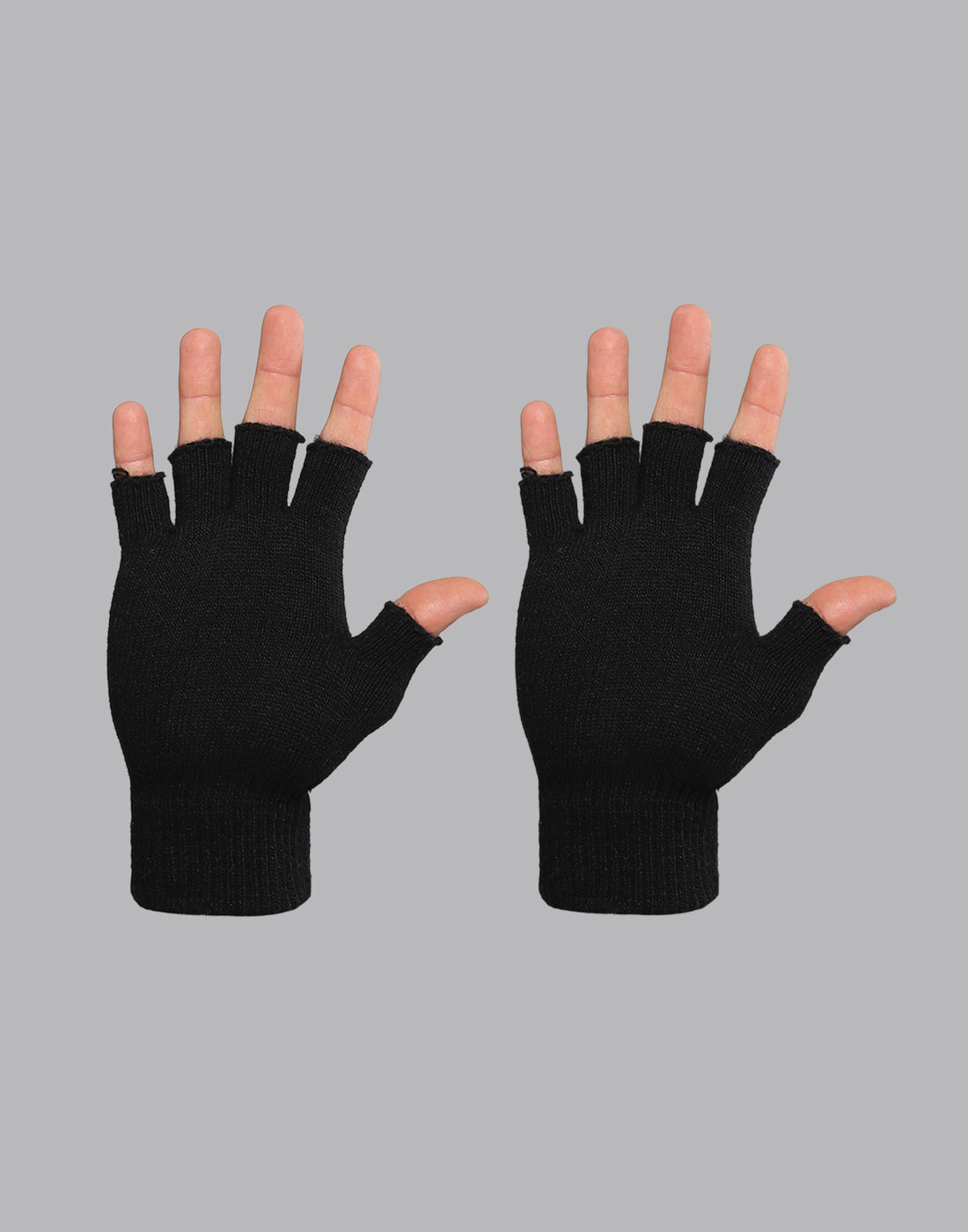 Men Black Printed Blend Wool Gloves